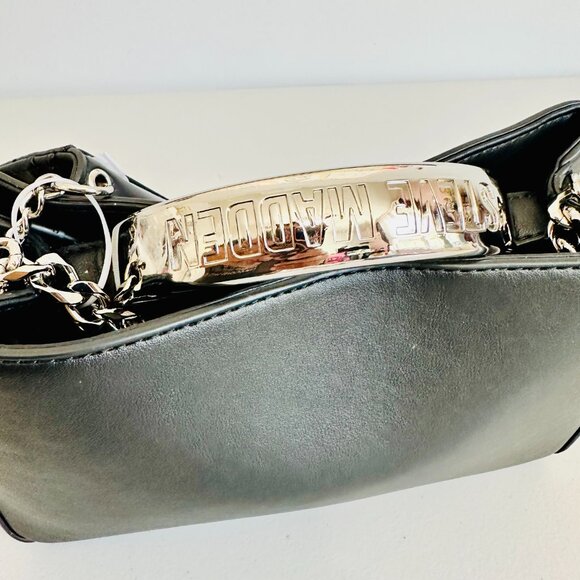 STEVE MADDEN 2-WAY BLACK FAUX LEATHER SATCHEL CROSSBODY BAG $88 - Picture 9 of 9